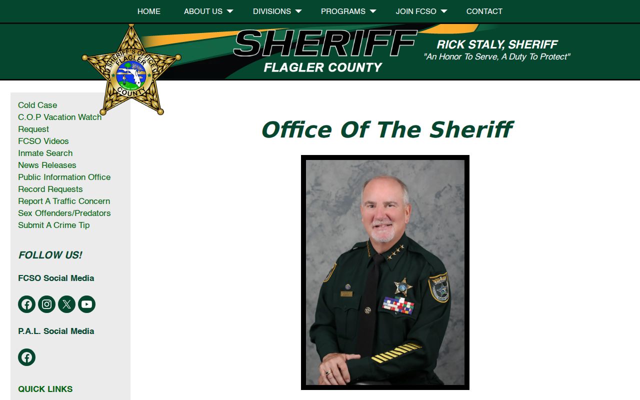 Flagler County Office of the Sheriff page