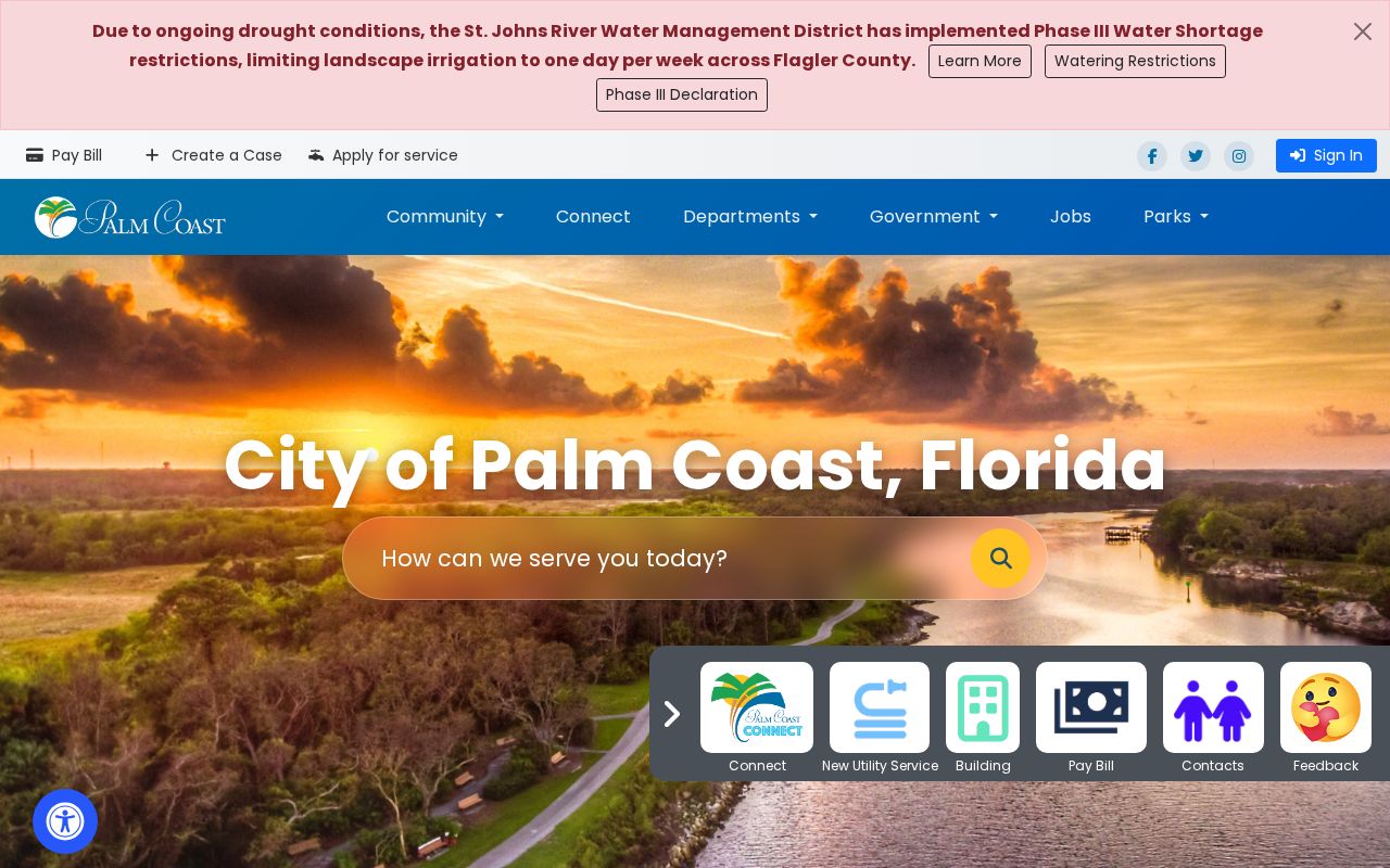 Palm Coast city government website and City Hall information