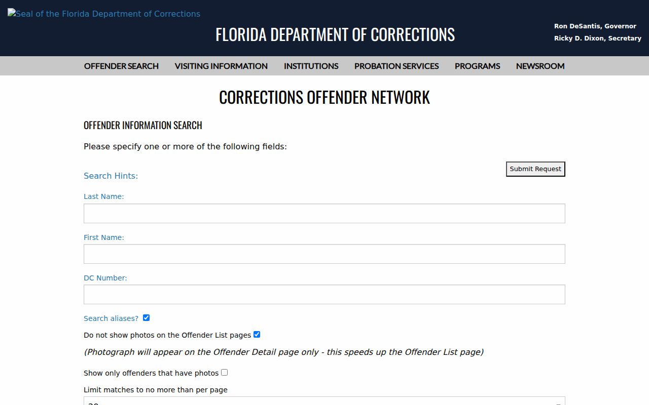 Flagler County criminal history FDC offender search