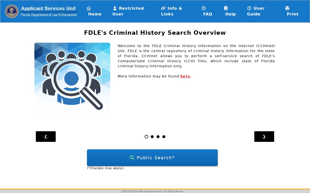 Flagler County criminal history search through Florida FDLE CCH